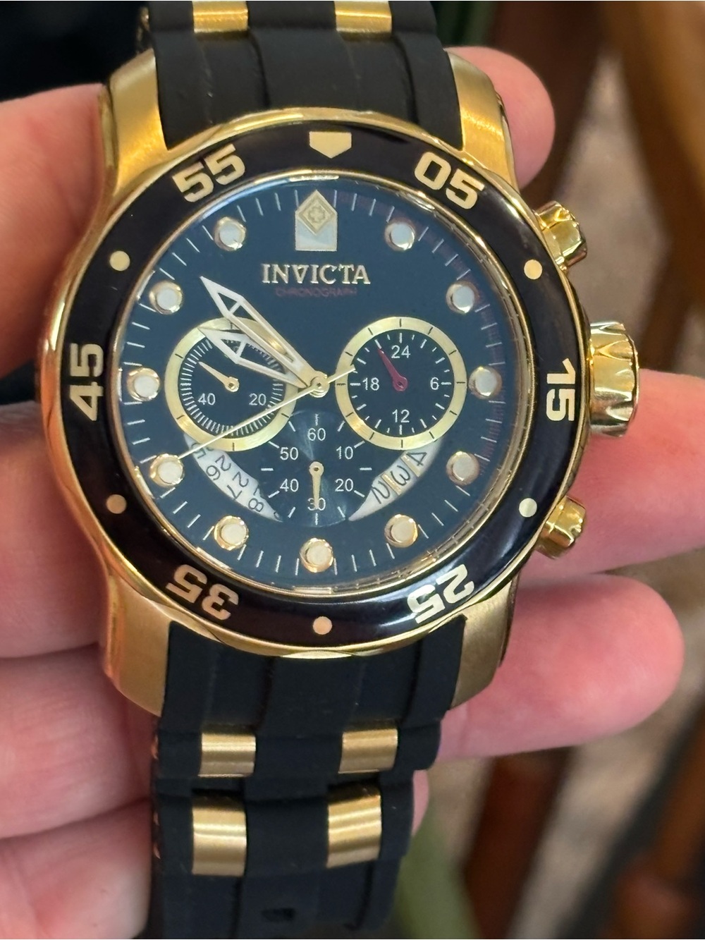 Invicta Black and Gold Chronograph Men's Watch